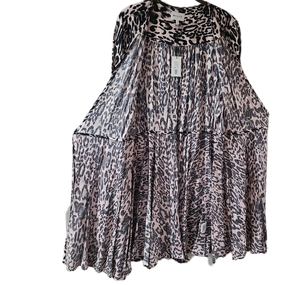 Milly NWT Wrap GINA Animal Print Adjustable Black Long sleeve Dress LG - Picture 6 of 13